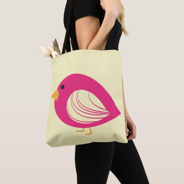 Cute quirky colourful birds tote bag (Close Up)
