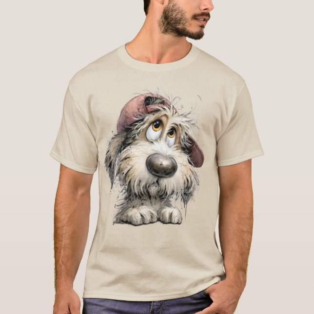 Cute Quirky Dog Drawiing T-Shirt (Front)