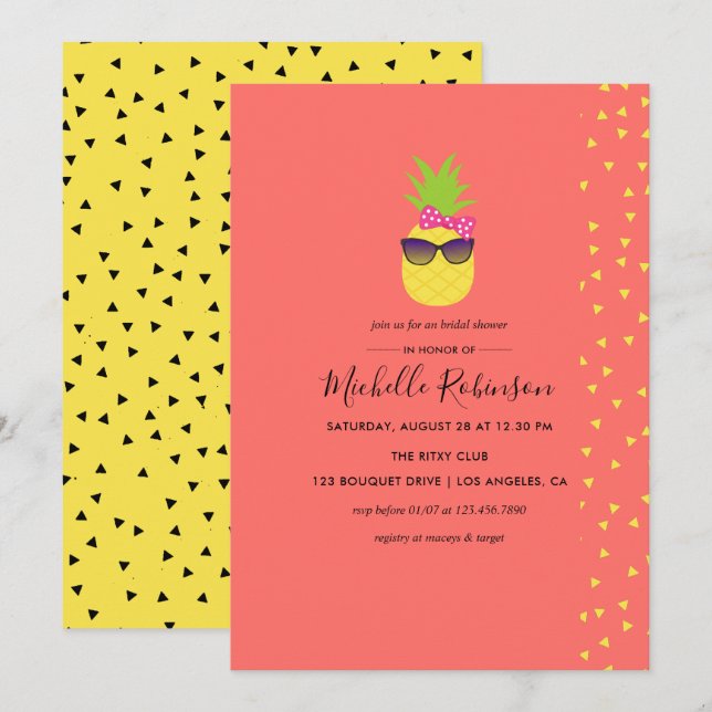 Cute quirky exotic tropical Beach Bridal Shower Invitation (Front/Back)