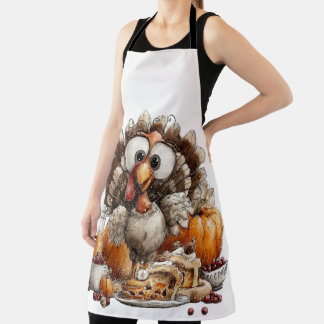 CUTE QUIRKY FALL THANKSGIVING TURKEY APRON