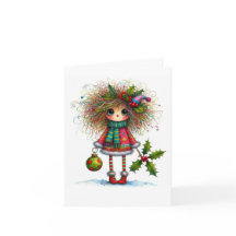 Cute Quirky Girl Folded Note Card