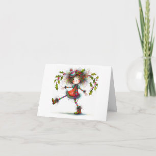 Cute Quirky Girl Folded Note Card