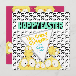 Cute Quirky Happy Easter Your Crazy Chickens    Holiday Card
