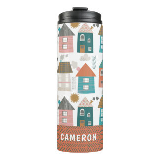 Cute Quirky Houses Personalised Thermal Tumbler
