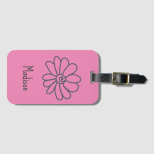 Cute,Quirky Pink Flower  Luggage Tag