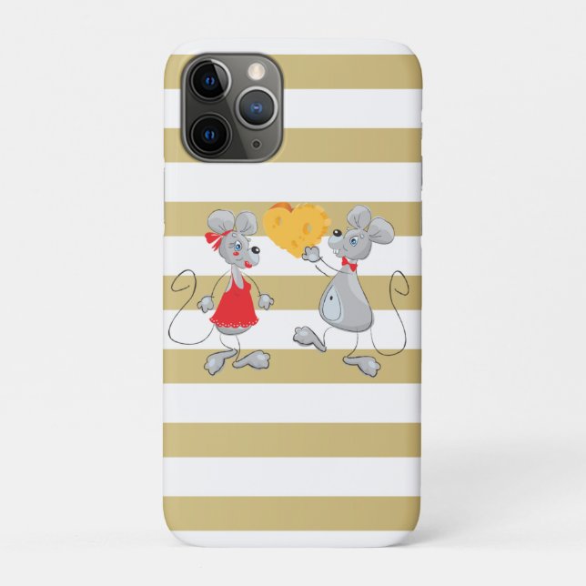 Cute Quirky Whimsical  Mouses-Stripes Case-Mate iPhone Case (Back)