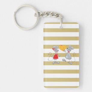Cute Quirky Whimsical Mouses-Stripes Key Ring