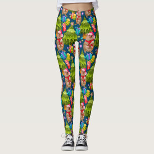 Cute Quokka Blue Christmas Leggings