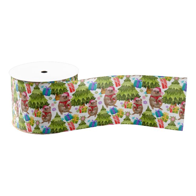 Cute Quokka Christmas Grosgrain Ribbon (Spool)