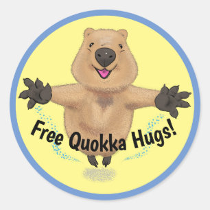 Cute quokka jumping cartoon classic round sticker