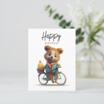 Cute quokka on a bike, Happy Birthday