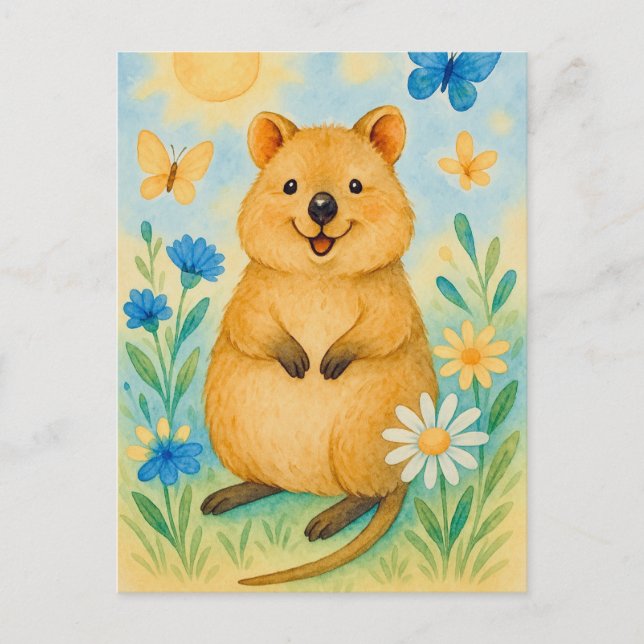 Cute Quokka Spring Summer Kangaroo Animal Postcard (Front)
