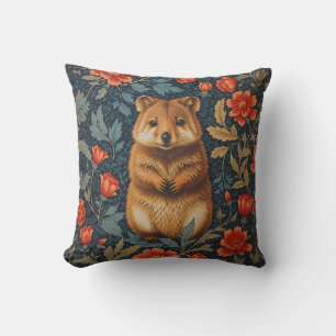 Cute Quokka William Morris Inspired Floral Cushion