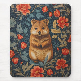 Cute Quokka William Morris Inspired Floral Mouse Mat