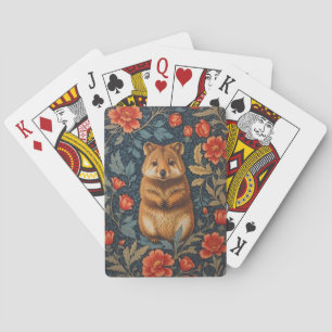 Cute Quokka William Morris Inspired Floral Playing Cards