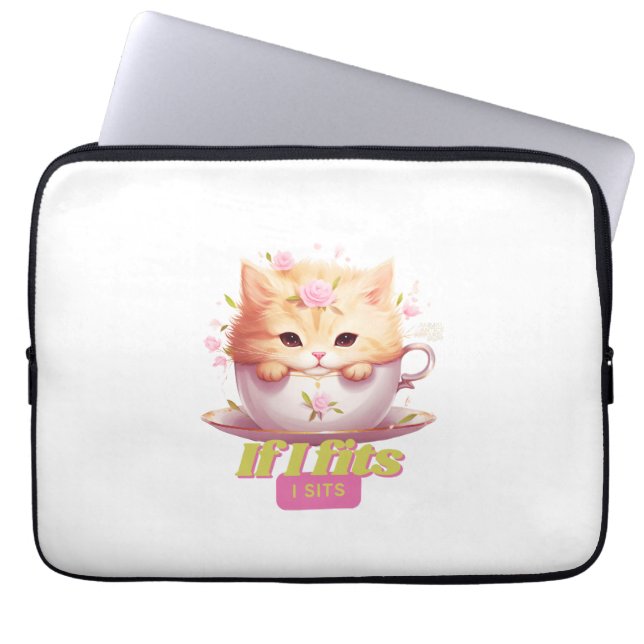 Cute Quote Cat Dads Birthday Gift Ideas Laptop Sleeve (Front)