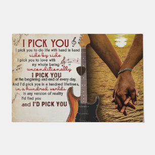 Cute Quotes Mat Gift, I Pick You Guitarist