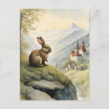 Cute Rabbit and a Mystical Castle in the Mountains