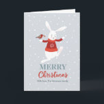Cute rabbit and bird friends Christmas Card<br><div class="desc">Cute rabbit and bird friends Christmas Card with your own personalised greeting on the front and inside.

© Mini Moi Prints</div>