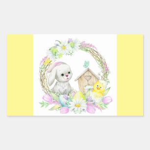 Cute Rabbit And Chicken  Classic Round Sticker
