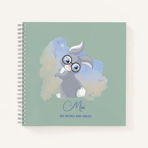 Cute Rabbit and Glasses Personalised Notebook