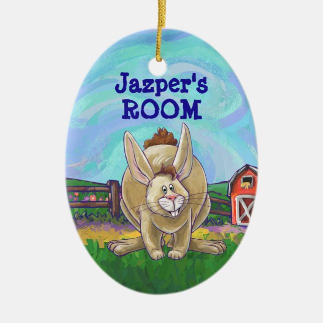 Cute Rabbit Animal Parade Ceramic Tree Decoration (Front)