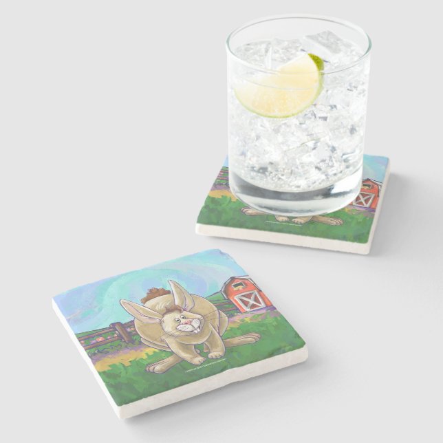 Cute Rabbit Animal Parade Stone Coaster (Side)