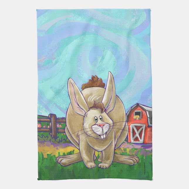 Cute Rabbit Animal Parade Tea Towel (Vertical)