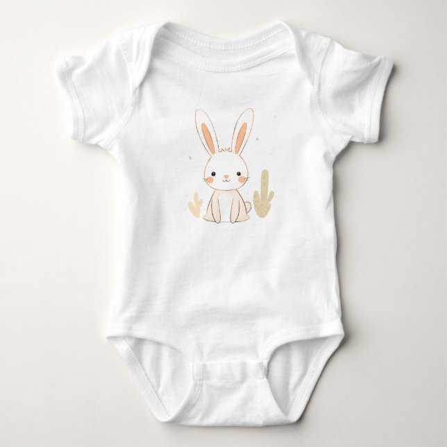 Cute Rabbit Baby Jersey Bodysuit  (Front)