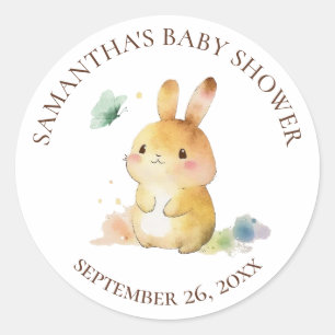 Cute Rabbit Baby Shower Classic Round Sticker
