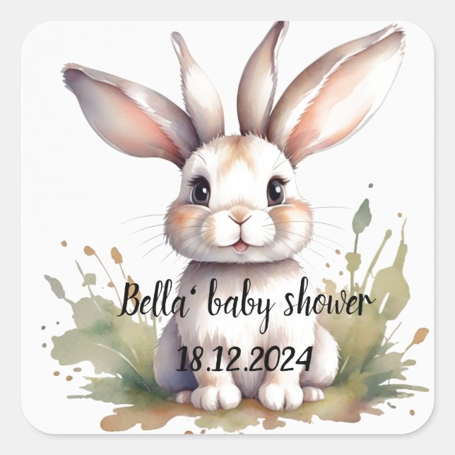 Cute Rabbit baby shower  Square Sticker (Front)