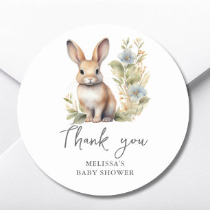 Cute Rabbit Baby Shower Thank You Favour Sticker