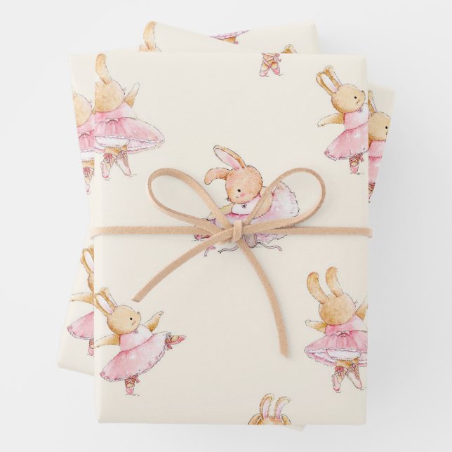 Cute rabbit ballerina wrapping paper  (In situ)