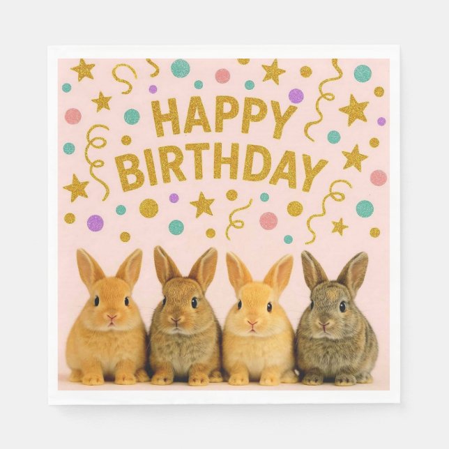 Cute rabbit birthday napkins! napkin (Front)