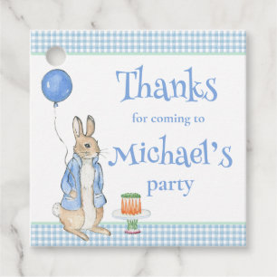 Cute Rabbit Blue Birthday Party Thank You Favour Tags