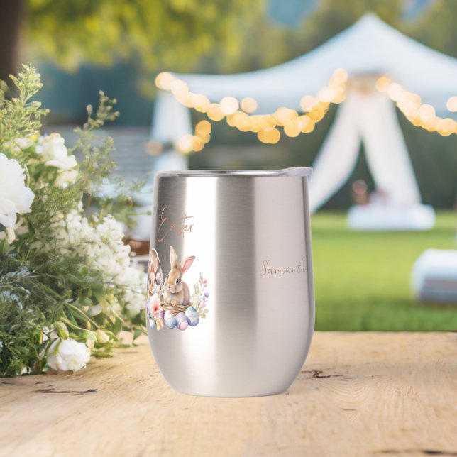 Cute Rabbit Bunnies Eggs Happy Easter  (Wedding)