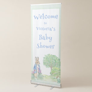 Cute Rabbit Bunny Blue Baby Shower  Retractable Banner