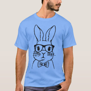 Cute Rabbit Bunny Face Glasses Bow Tie Happy Easte T-Shirt