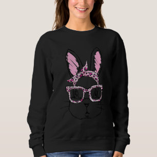 Cute Rabbit Bunny Face Leopard Glasses Headband Ea Sweatshirt