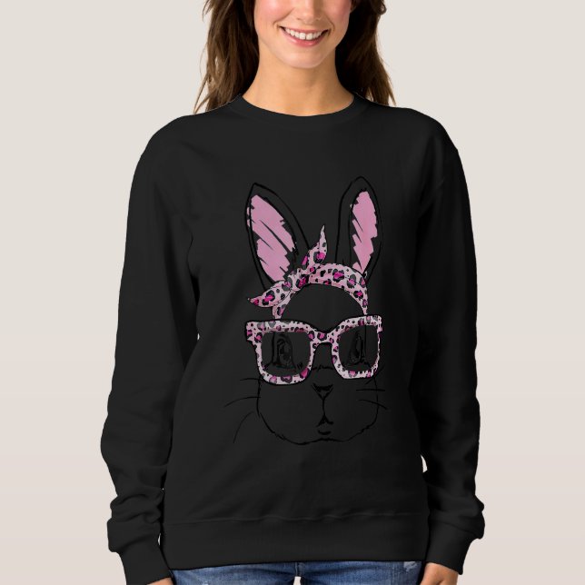 Cute Rabbit Bunny Face Leopard Glasses Headband Ea Sweatshirt (Front)