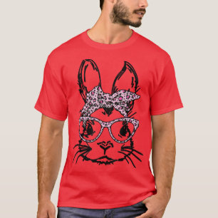 Cute Rabbit Bunny Face Leopard Glasses Headband Ea T-Shirt
