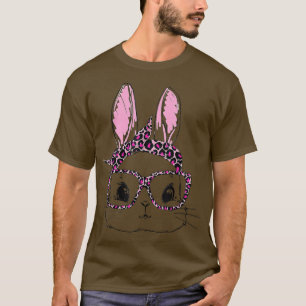 Cute Rabbit Bunny Face Leopard Glasses Headband Ea T-Shirt