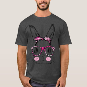 Cute Rabbit Bunny Face Leopard Glasses Headband Ea T-Shirt