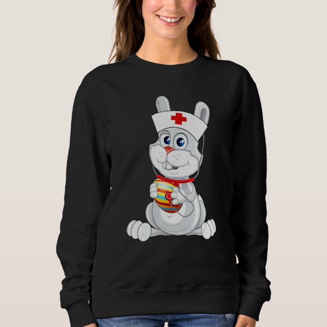 Cute Rabbit Bunny Nurse With Stethoscope Sweatshirt (Front)