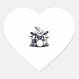 Cute Rabbit Bunny Playing Drums Rabbits Drummer Mu Heart Sticker