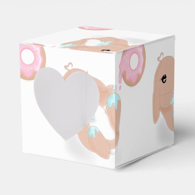 Cute Rabbit Cartoon Bunny Girls Birthday Party Favour Box (Front Side)
