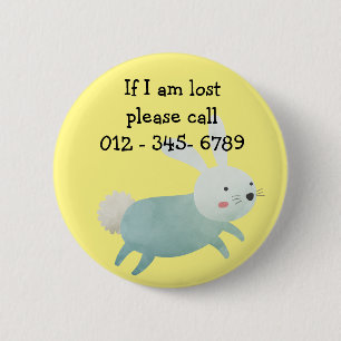 Cute rabbit, Child Emergency Contact 6 Cm Round Badge