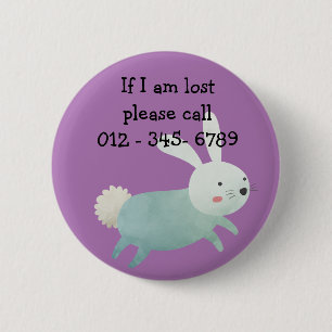 Cute rabbit,  Child Emergency Contact 6 Cm Round Badge