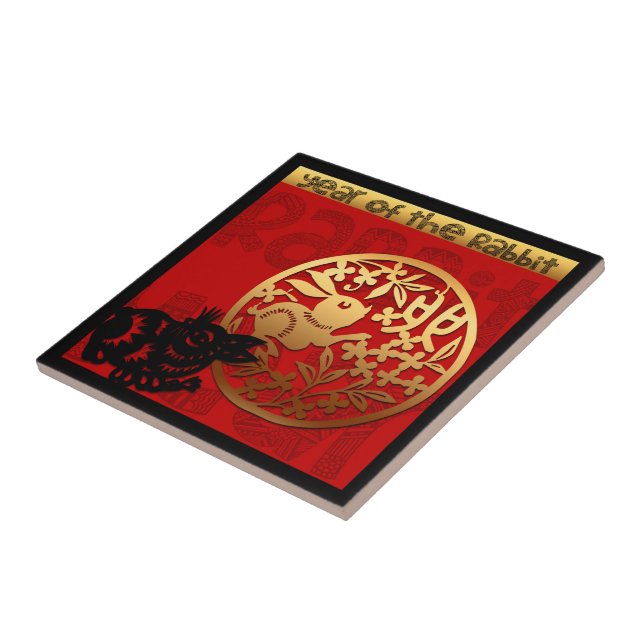 Cute Rabbit Chinese Year Zodiac Birthday Square CT Tile (Side)