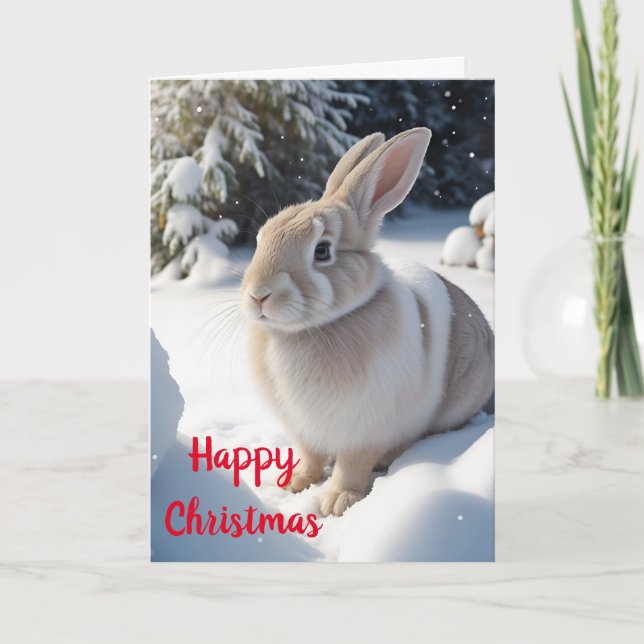 Cute Rabbit Christmas Card (Front)